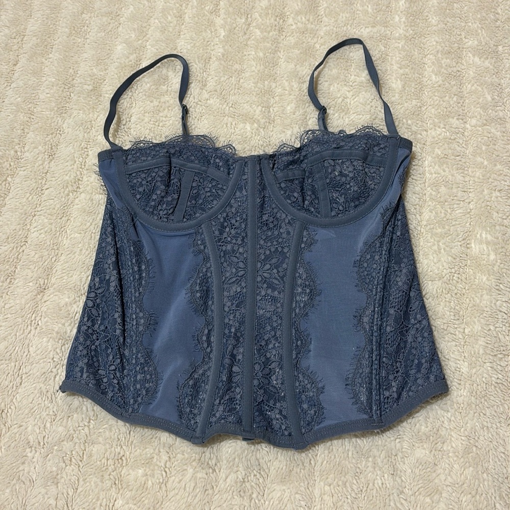 Urban Outfitters Blue Lace Bustier Top